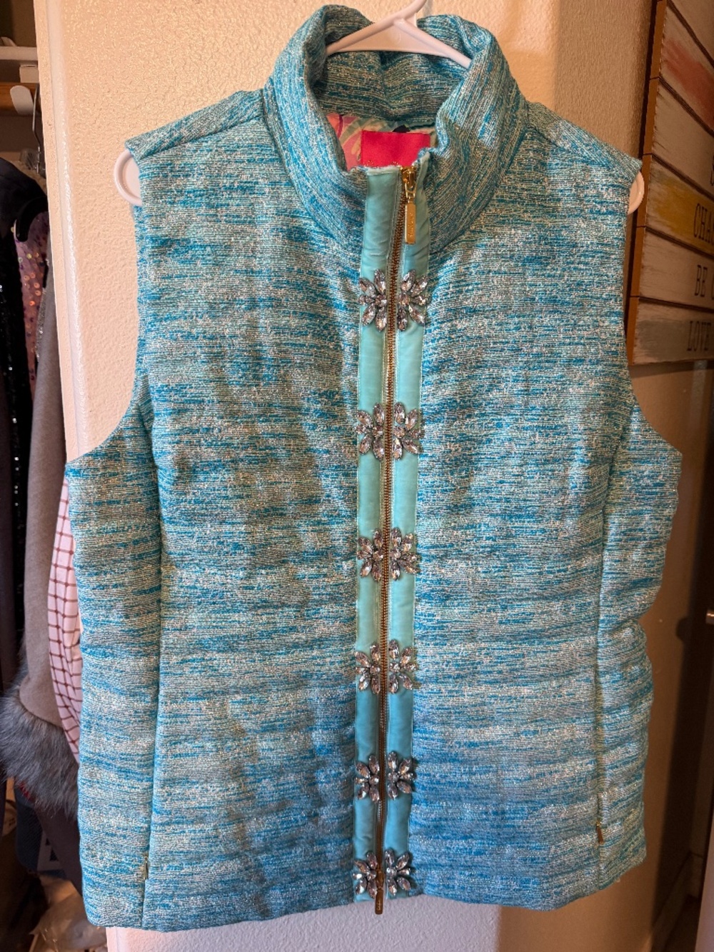 Lilly Pulitzer Noella Vest XL NWT Turquoise Oasis